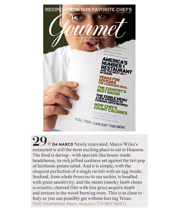 Gourmet Magazine top 50 restaurants list